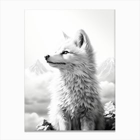 Arctic Fox Cinematic Pencil Drawing 3 Canvas Print