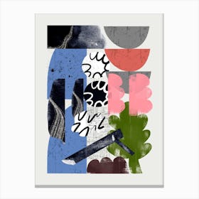 Abstract Shape Collage In Blue Canvas Print