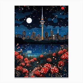 Auckland, Illustration In The Style Of Pop Art 2 Canvas Print