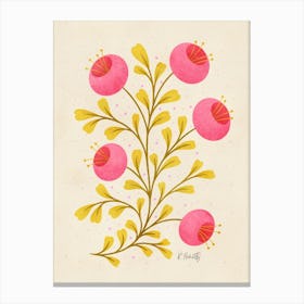 Botanical Style Vintage Pink Floral Canvas Print