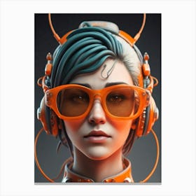 Girl With Headphones 10 Canvas Print