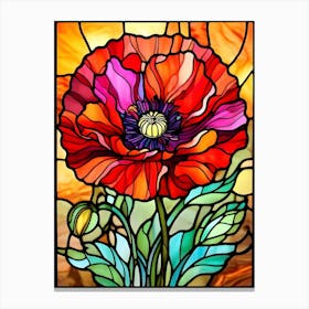 Stained Glass Poppy 2 Canvas Print