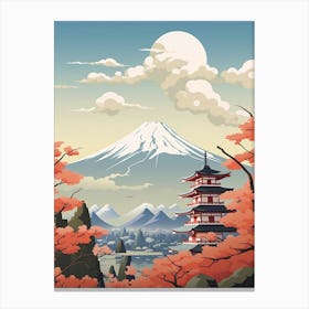 Mountains And Hot Springs Japanese Style Illustration 13 Canvas Print