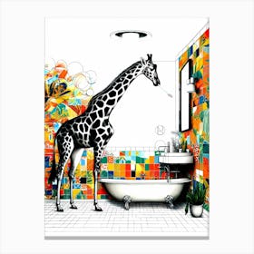 Giraffe Brushing Its Teeth V 1 1 Canvas Print