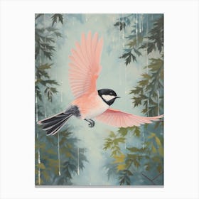 Vintage Japanese Inspired Bird Print Carolina Chickadee 4 Canvas Print