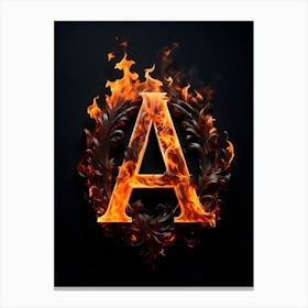 Letter A In Flames 1 Canvas Print