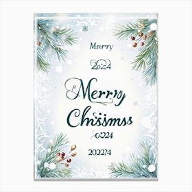 A Tasteful Composition Of Calligraphy Featuring The Text Merry Christmas 2024 Expertly Written In Canvas Print