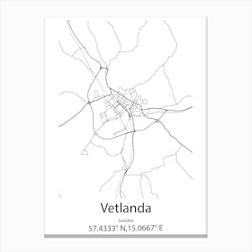 Vetlanda,Sweden Minimalist Map Canvas Print