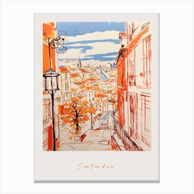 Santander Spain Orange Drawing Poster Canvas Print