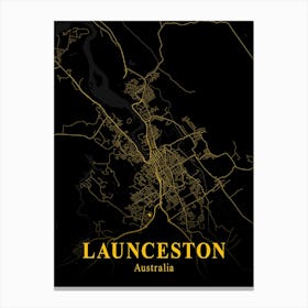 Launceston Gold City Map 1 Canvas Print