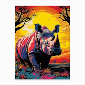Pop Art Rhino In The Wild4 Canvas Print