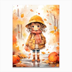 Cute Autumn Fall Scene 24 Canvas Print