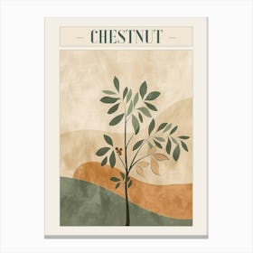 Chestnut Tree Minimal Japandi Illustration 4 Poster Canvas Print