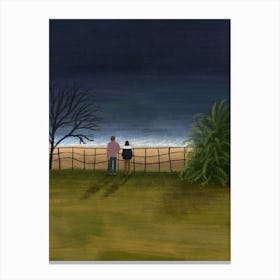 Beach Walking In The Evening Canvas Print