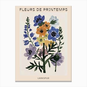 Spring Floral French Poster  Larkspur 3 Canvas Print