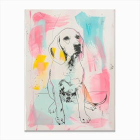 Beagle Dog Pastel Paint Line Illustration Canvas Print
