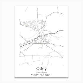 Otley,United Kingdom Minimalist Map Leinwandbild