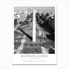 Buenos Aires Argentina Black And White Canvas Print