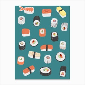 Japanese Sushi Nigiri Maki Roll Food Art Canvas Print