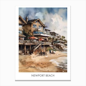 Newport Beach Watercolor 1travel Poster Canvas Print