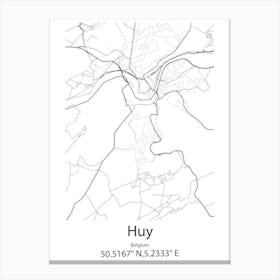 Huy,Belgium Minimalist Map Canvas Print