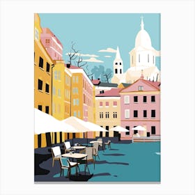 Helsinki, Finland, Flat Pastels Tones Illustration 1 Canvas Print
