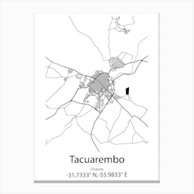 Tacuarembo,Uruguay Minimalist Map Canvas Print