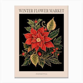 Poinsettia 3 Winter Flower Market Poster Canvas Print