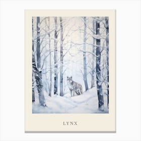 Winter Watercolour Lynx 2 Poster Canvas Print