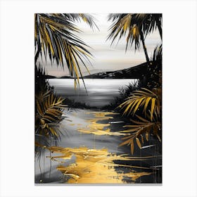 Palm Trees And Water Canvas Print