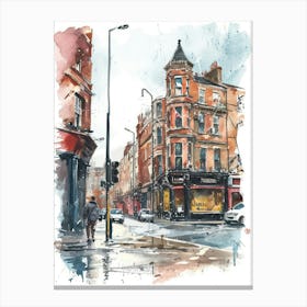 Hackney London Borough   Street Watercolour 6 Canvas Print