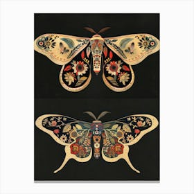 Night Butterflies William Morris Style 2 Canvas Print