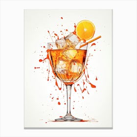 Watercolour Aperol Spritz Floral Infusion Cocktail 3 Canvas Print