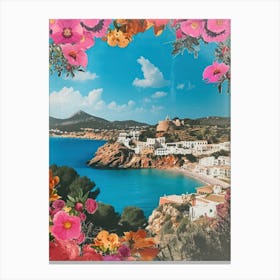 Ibiza   Floral Retro Collage Style 3 Canvas Print