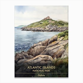 Atlantic Islands National Park Galicia Watercolour 4 Canvas Print