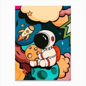 Cute Cartoon Astronaut Canvas Print