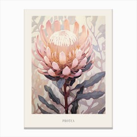 Floral Illustration Protea Poster Canvas Print