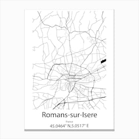 Romans Sur Isere,France Minimalist Map Canvas Print