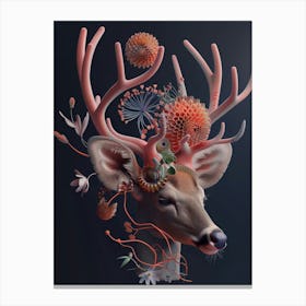 Deer Rainbow Flower 1 Canvas Print