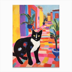 Painting Of A Cat In Cartagena Spain 1 Canvas Print