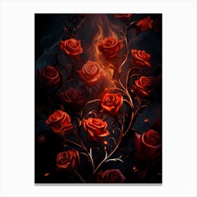 Roses On Fire Canvas Print