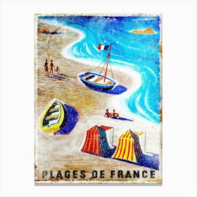 Vintage Travel Poster ― Plages De France Beaches Of France Bernard Canvas Print