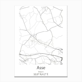 Asse,Belgium Minimalist Map Canvas Print