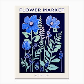 Blue Flower Market Poster Aconitum 3 Canvas Print