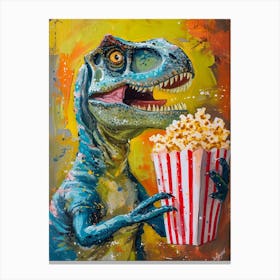 Dinosaur With Popcorn Brushstroke 3 Canvas Print