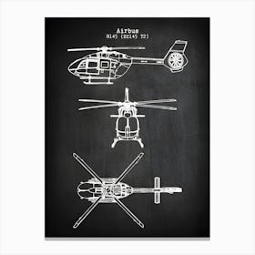 Airbus H 145 Medical Helicopter Diagram Blueprint H145 Helicopter Decor Helicopter Art Helicopter Print Heli Wall Art Patent Va1451 Canvas Print