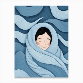 Illustration Of A Girl Wrapped In A Blanket Canvas Print