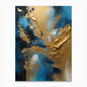 Gold And Blue Abstract Painting 2 Canvas Print