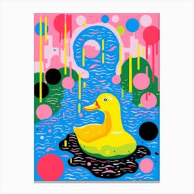 Colourful Line Geometric Duckling Pattern Canvas Print