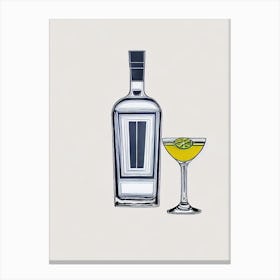 Gin And Tonic Picasso Line Drawing Cocktail Poster Canvas Print